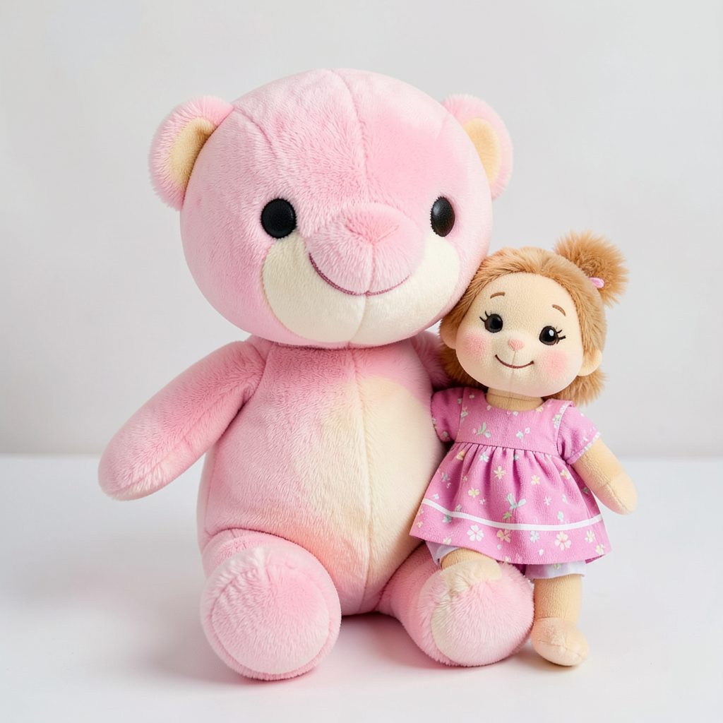 Grande peluche Stitch rose avec poupée, peluche douce et colorée